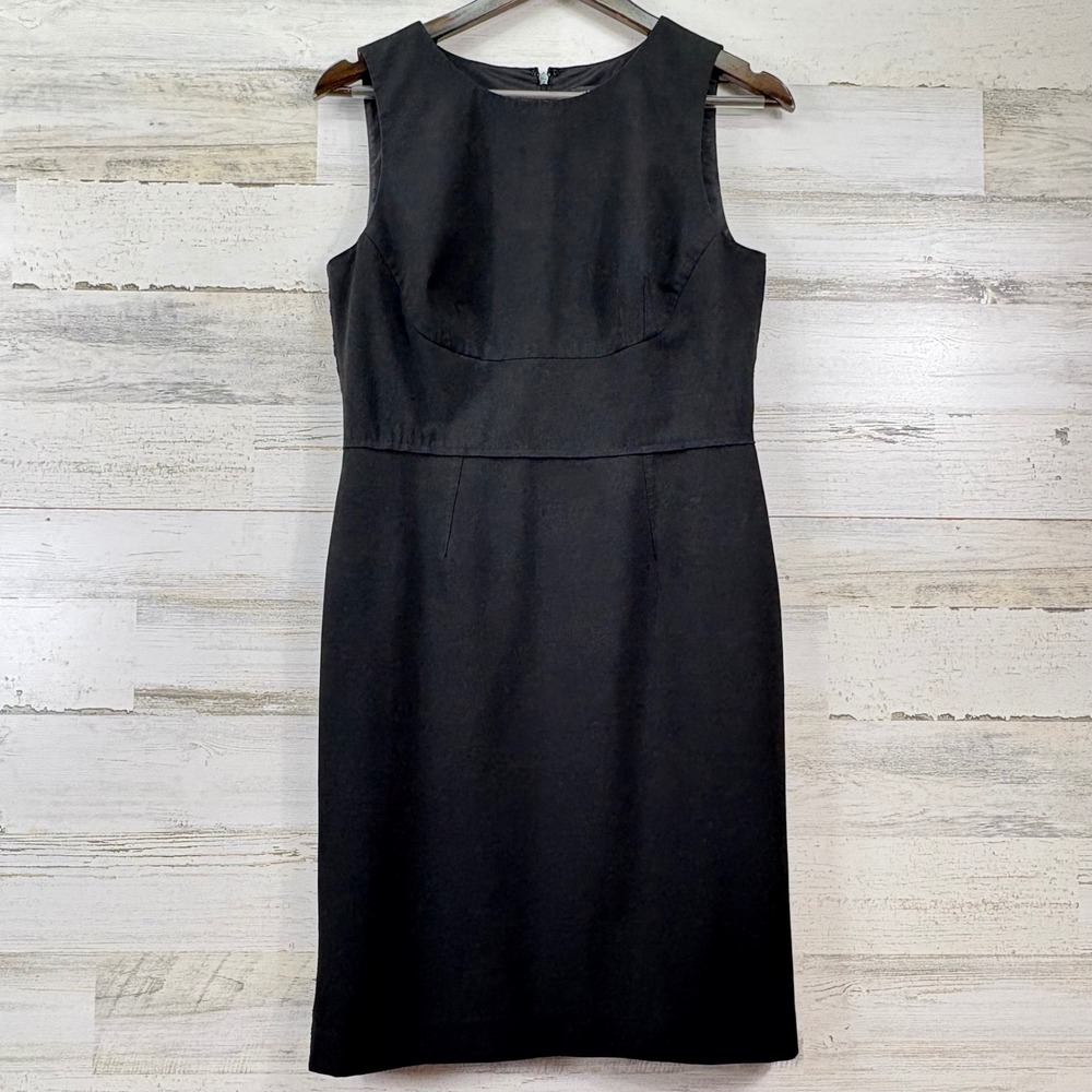 Ann Taylor Sheath Dress Womens 6 Black Sleeveless Lined Back Zip Corpcore Chic